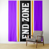 END ZONE Heldere Paarse Zwart Geel Racing Stripes Wandkleed (In situ)