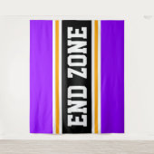 END ZONE Heldere Paarse Zwart Geel Racing Stripes Wandkleed (Voorkant)