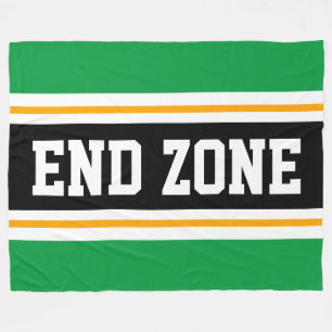 END ZONE Heldergroene zwarte Footballs strepen Fleece Deken