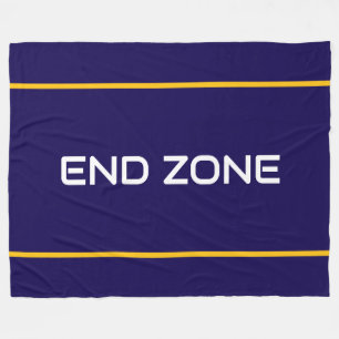 END ZONE Leuk Tekst Geel Oranje Marineblauwe Strep Fleece Deken