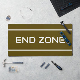 END ZONE Modern White Text Stripes On Bold  Brown Bureaumat
