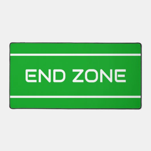 END ZONE Modern White Text Stripes On Bright Green Bureaumat (Voorkant)