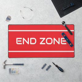 END ZONE Modern White Text Stripes On Bright Red Bureaumat