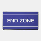 END ZONE Modern White Text Stripes On Deep Blue Bureaumat (Voorkant)