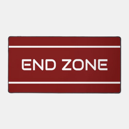 END ZONE Modern White Text Stripes On Deep Red Bureaumat (Voorkant)