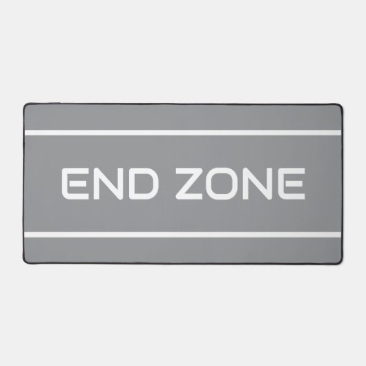 END ZONE Modern White Text Stripes On Medium Gray Bureaumat (Voorkant)