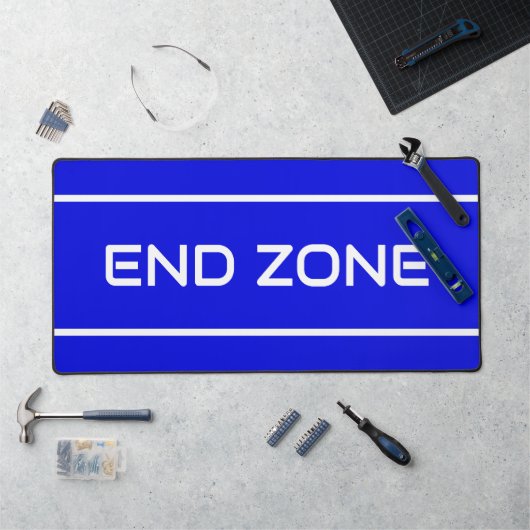 END ZONE Modern White Text Stripes On Royal Blue Bureaumat (Werkstation)