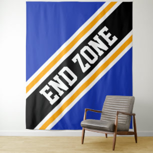 END ZONE Royal Blue Yellow Black Slant Stripes Wandkleed