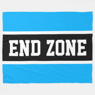 END ZONE Sky Blue Zwart Wit Atletische Strepen Fleece Deken