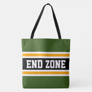 END ZONE Sportief bosgroen oranje zwart gestreept Tote Bag