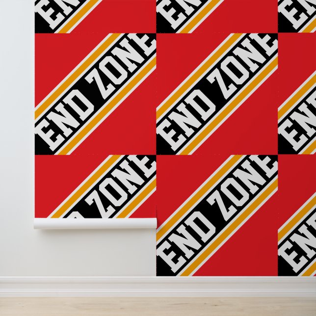END ZONE Tiled Fun Helder Rood Geel Zwart Strepen Behang (Applicatie)