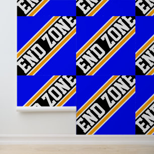 END ZONE Tiled Royal Blue Yellow Black Stripes Behang