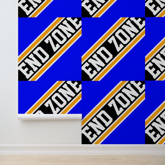 END ZONE Tiled Royal Blue Yellow Black Stripes Behang (Applicatie)