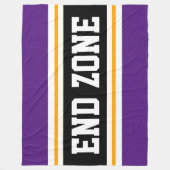 END ZONE Vetgedrukte Paarse Gele Zwarte Football S Fleece Deken (Voorkant)