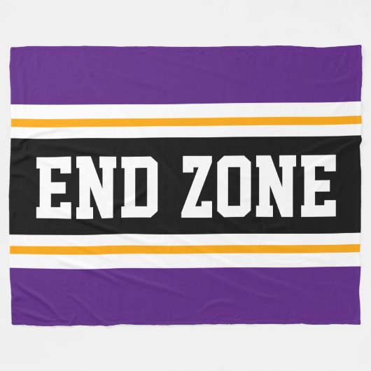 END ZONE Vetgedrukte Paarse Gele Zwarte Football S Fleece Deken (Voorkant (Horizontaal))