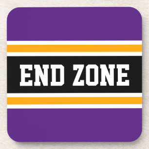 END ZONE Vetgedrukte Paarse Gele Zwarte Sportstrep Bier Onderzetter