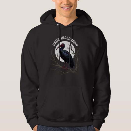 Endangered birds: waldrapp or nortern bald ibis hoodie (Voorkant)