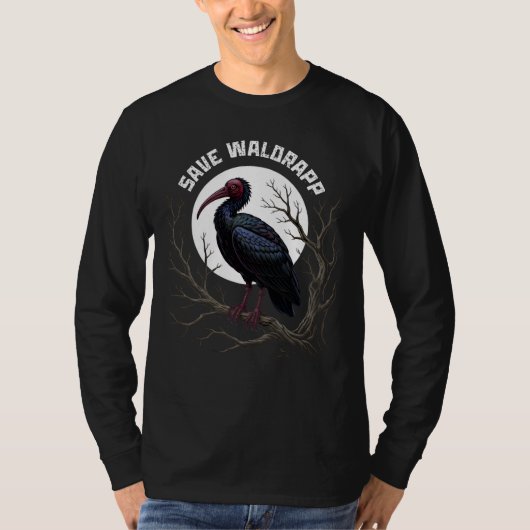 Endangered birds: waldrapp or nortern bald ibis t-shirt (Voorkant)
