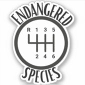 Endangered Species Stick Shift Bumper Sticker (Voorkant)