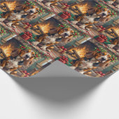 Endearing Basset Hound Dog with Christmas Wreath Cadeaupapier (Hoek)