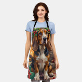 Endearing Basset Hound Dog with Christmas Wreath Schort (Gedragen)