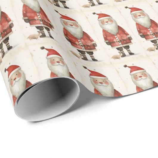 Endearing Black Santa Cadeaupapier (Rol Hoek)