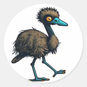 Endearing Emu Ronde Sticker
