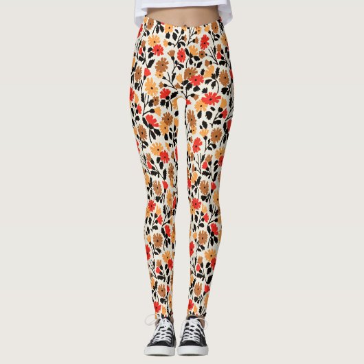 Endleaves of Art floral pattern Leggings (Voorkant)