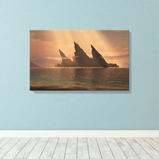 Endless Blue (Sunbeam) Canvas Afdruk (Insitu (Houten vloer))