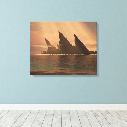 Endless Blue (Sunbeam) Canvas Afdruk (Insitu (Houten vloer))