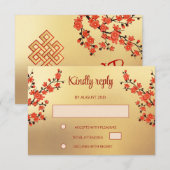 Endless Knot Cream Tibetaanse bruiloft RSVP Kaartje (Voorkant / Achterkant)