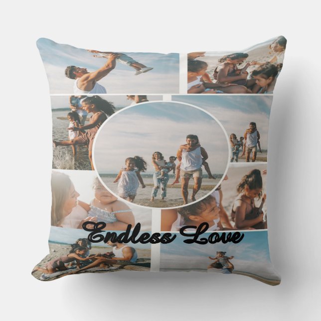 Endless Love Custom Family Collage Throw Pillow Kussen (Voorkant)