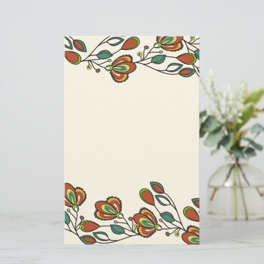 endless pattern with flowers briefpapier (Staand voorkant)