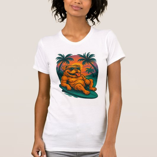 Endless Summer Bulldog - Retro Surf T-shirt (Voorkant)