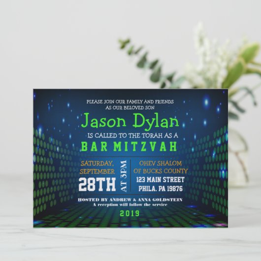 ENDLESS VIDEO GAMING Bar Mitzvah uitnodiging (Staand voorkant)