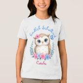 Endlich Schulkind - niedliche Eule mit Blumen Tri-Blend Shirt (Voorkant)