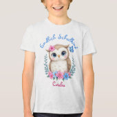 Endlich Schulkind - niedliche Eule mit Blumen Tri-Blend Shirt (Voorkant)