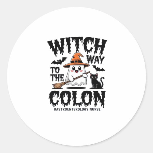 Endo Nurse Halloween Gastrointestinaal Nurse Ghost Ronde Sticker (Voorkant)