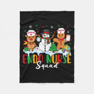 Endo Nurse Squad Rendier Sneeuwman Peperkoek Kerst Fleece Deken