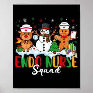Endo Nurse Squad Rendier Sneeuwman Peperkoek Kerst Poster