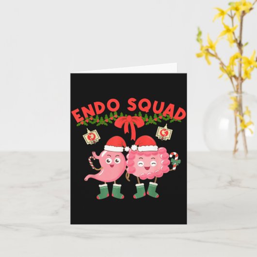 Endo Squad Nurse Stomach Santa Hat Endoscopy Tech  Kaart (Gele Bloem)