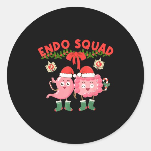 Endo Squad Nurse Stomach Santa Hat Endoscopy Tech  Ronde Sticker (Voorkant)