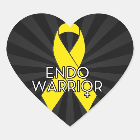 Endo Warrior Endometriosis Awareness Yellow Ribbon Hart Sticker (Voorkant)