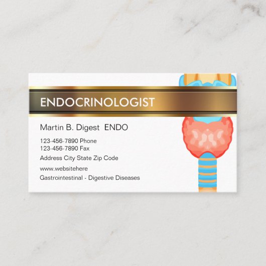 Endocrinoloog Medische Visitekaartjes (Voorkant)