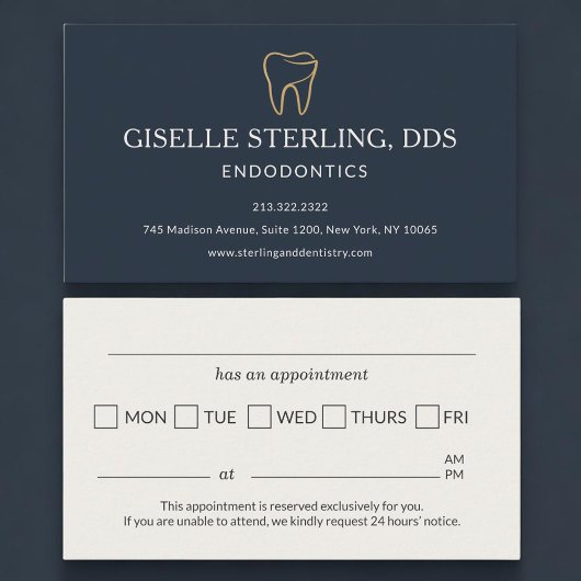Endodontics Dentistry Tooth Appointment Reminder Visitekaartje