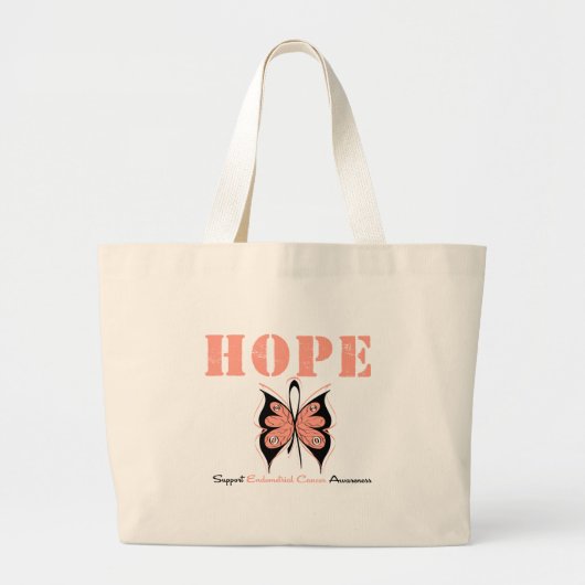 Endometriale kanker Hope Butterfly Grote Tote Bag (Voorkant)
