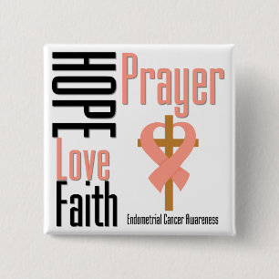 Endometriale kanker Hope Love Faith Prayer Cross Vierkante Button 5,1 Cm