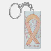 Endometrieke kanker Awareness Ribbon Sleutelhanger (Voorkant Links)