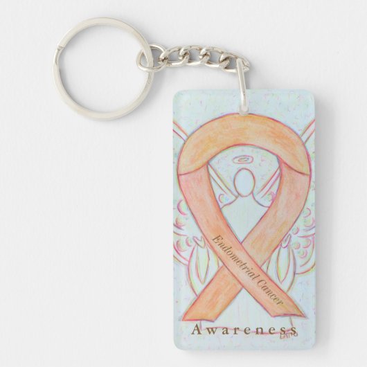 Endometrieke kanker Awareness Ribbon Sleutelhanger (Voorkant)