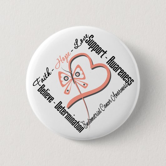 Endometrieke kanker Faith Hope Love Butterfly Ronde Button 5,7 Cm (Voorkant)